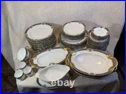 Vintage GB Bavaria Gimbel Brothers China Set Gold Trim Plates Cups 56 Pc