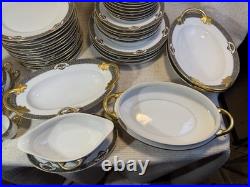 Vintage GB Bavaria Gimbel Brothers China Set Gold Trim Plates Cups 56 Pc