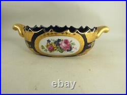 Vintage Gilded Cobalt Blue Porcelain Oval Serving Bowl Hand Painted