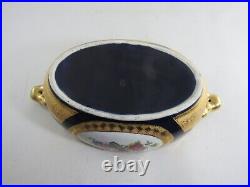 Vintage Gilded Cobalt Blue Porcelain Oval Serving Bowl Hand Painted