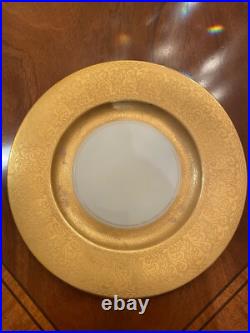 Vintage Gold Encrusted Porcelain Dinner Plates Set of 7 HUTCHENREUTHER 10.25