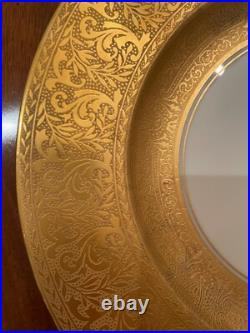 Vintage Gold Encrusted Porcelain Dinner Plates Set of 7 HUTCHENREUTHER 10.25