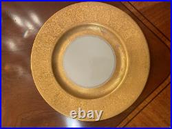 Vintage Gold Encrusted Porcelain Dinner Plates Set of 7 HUTCHENREUTHER 10.25