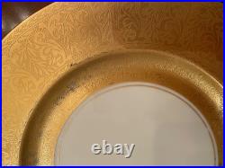 Vintage Gold Encrusted Porcelain Dinner Plates Set of 7 HUTCHENREUTHER 10.25 Vintage Gold Encrusted Porcelain Dinner Plates Set of 7 HUTCHENREUTHER 10.25