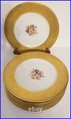 Vintage Hutchenreuther Selb Bavaria Gold Encrusted Dinner Plates Set of 8