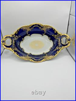 Vintage Hutschenreuther Selb Bavaria Porcelain Gold Encrusted Serving Bowl -14in