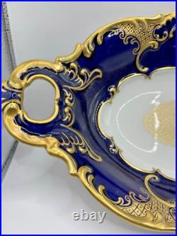 Vintage Hutschenreuther Selb Bavaria Porcelain Gold Encrusted Serving Bowl -14in