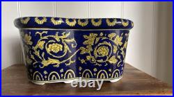 Vintage Italian Baroque Porcelain Cobalt And Gold Jardiniere Planter Vintage Italian Baroque Porcelain Cobalt And Gold Jardiniere Planter