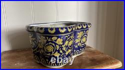 Vintage Italian Baroque Porcelain Cobalt And Gold Jardiniere Planter Vintage Italian Baroque Porcelain Cobalt And Gold Jardiniere Planter