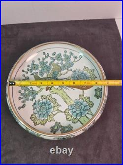 Vintage Japanese Gold Imari Porcelain plate, hand painted peacock and floral
