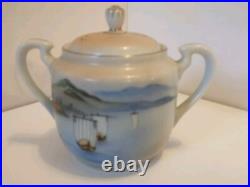 Vintage Japanese Kutani Porcelain China Tea Set. Hand Painted With Gold Accents