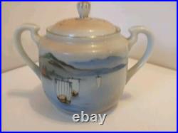 Vintage Japanese Kutani Porcelain China Tea Set. Hand Painted With Gold Accents