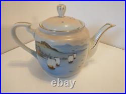 Vintage Japanese Kutani Porcelain China Tea Set. Hand Painted With Gold Accents