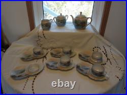 Vintage Japanese Kutani Porcelain China Tea Set. Hand Painted With Gold Accents