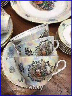 Vintage Kahla Porcelain Fine China Gold Trim Madonna GDR German Tea Set
