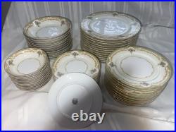 Vintage Kongo'Bellogdia' China Dinner Set, Service For 12, Gold Trim, Floral