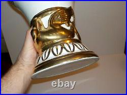 Vintage Large 11 Gold Swan White Porcelain Chinese Vase Gilt Ornate