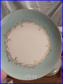 Vintage Lifetime China Gold Crown Dinnerware Set Blue Gold Accent Semi Vitreous
