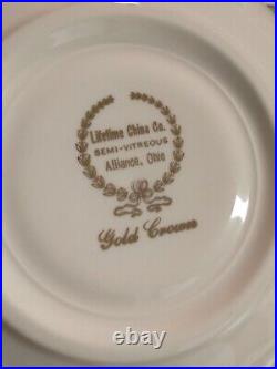 Vintage Lifetime China Gold Crown Dinnerware Set Blue Gold Accent Semi Vitreous
