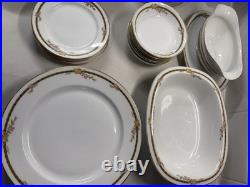 Vintage Limoges France Porcelain Dinnerware Set 36 Pc Rose Garland Gold Trim
