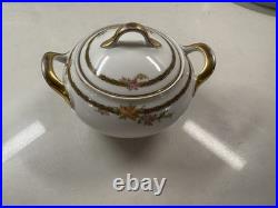 Vintage Limoges France Porcelain Dinnerware Set 36 Pc Rose Garland Gold Trim