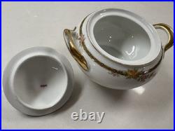 Vintage Limoges France Porcelain Dinnerware Set 36 Pc Rose Garland Gold Trim