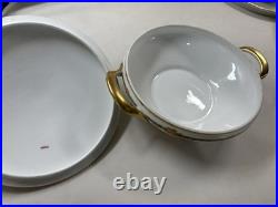 Vintage Limoges France Porcelain Dinnerware Set 36 Pc Rose Garland Gold Trim