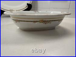 Vintage Limoges France Porcelain Dinnerware Set 36 Pc Rose Garland Gold Trim