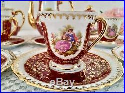 Vintage Limoges Porcelain Coffee set, bone china, Fragonard Decor, France