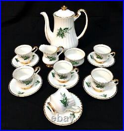 Vintage Lubern Bone China Coffee / Tea Set / Lily Of The Valley 22k Gold Antique
