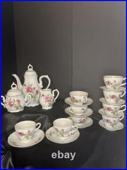 Vintage Moss Rose Porcelain 21 Piece Set Royal Rose From China Gold Trim
