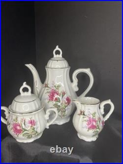 Vintage Moss Rose Porcelain 21 Piece Set Royal Rose From China Gold Trim