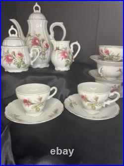 Vintage Moss Rose Porcelain 21 Piece Set Royal Rose From China Gold Trim