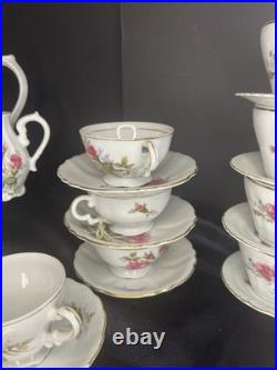 Vintage Moss Rose Porcelain 21 Piece Set Royal Rose From China Gold Trim