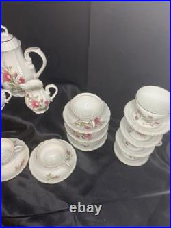Vintage Moss Rose Porcelain 21 Piece Set Royal Rose From China Gold Trim