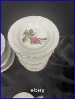 Vintage Moss Rose Porcelain 21 Piece Set Royal Rose From China Gold Trim