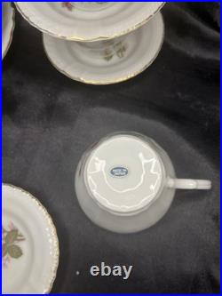 Vintage Moss Rose Porcelain 21 Piece Set Royal Rose From China Gold Trim