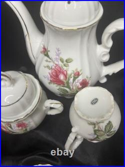 Vintage Moss Rose Porcelain 21 Piece Set Royal Rose From China Gold Trim