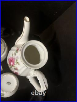 Vintage Moss Rose Porcelain 21 Piece Set Royal Rose From China Gold Trim