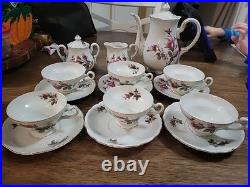 Vintage Moss Rose Porcelain Tea Set Royal Rose From China Gold Trim