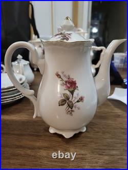 Vintage Moss Rose Porcelain Tea Set Royal Rose From China Gold Trim