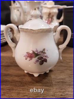 Vintage Moss Rose Porcelain Tea Set Royal Rose From China Gold Trim