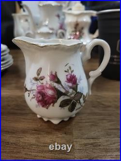 Vintage Moss Rose Porcelain Tea Set Royal Rose From China Gold Trim