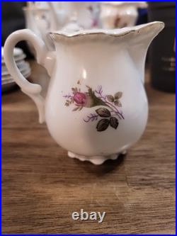 Vintage Moss Rose Porcelain Tea Set Royal Rose From China Gold Trim