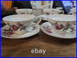 Vintage Moss Rose Porcelain Tea Set Royal Rose From China Gold Trim