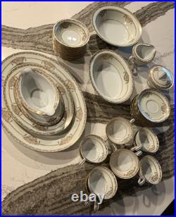 Vintage Noritake Bancroft 5481 38-Piece China Set Gold Trim Japan Amazing Cond