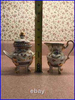 Vintage Noritake Sevre Decor Ornate Tea Set Prussian Rococo Style Gold Trim