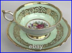 Vintage PARAGON Royal Warrant Green Gilded Bone China Porcelain Tea Cup + Saucer