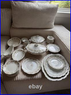 Vintage Porcelain China Pink Rose Gold Trim 26-Piece Dinnerware Collection