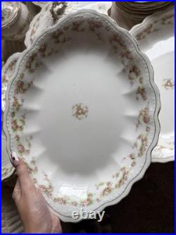 Vintage Porcelain China Pink Rose Gold Trim 26-Piece Dinnerware Collection